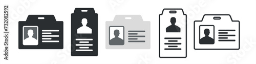 Identification Card icon set. Identification card outline icon.  ID symbol. Editable stroke. Vector illustration