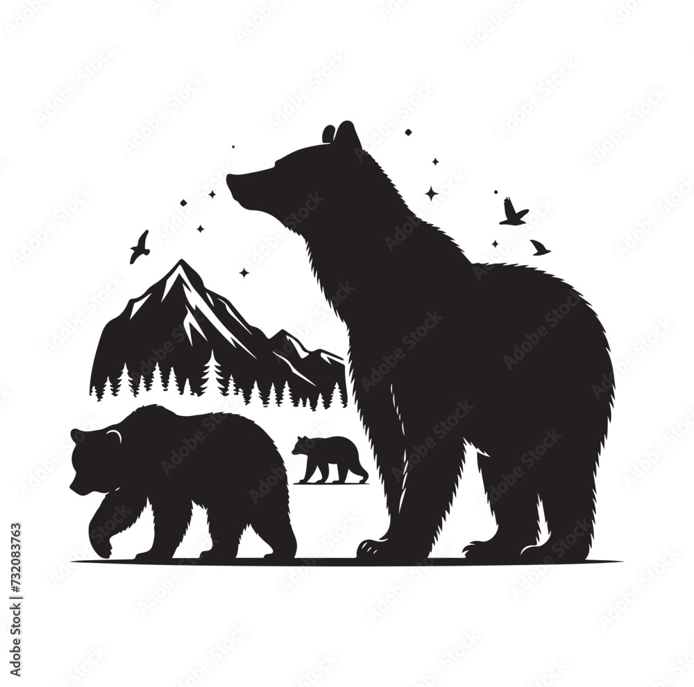 GRIZZLY BEAR SILHOUETTE VECTOR