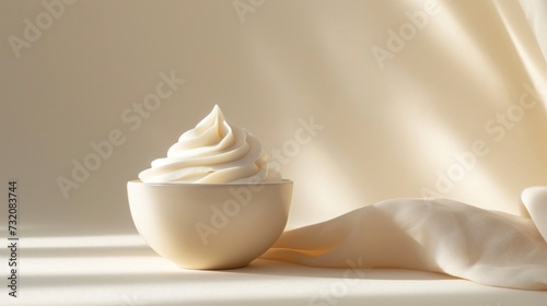 Minimalist composition accentuating the creamy texture and natural allure of yogurt