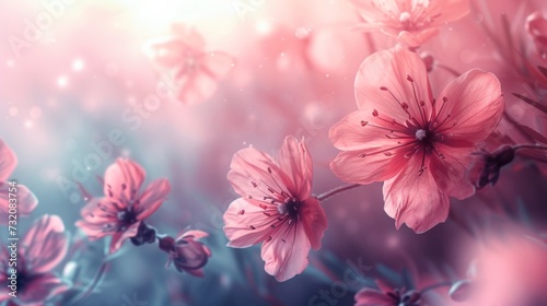 Clean abstract background adorned with delicate flowers, exuding simplicity and charm