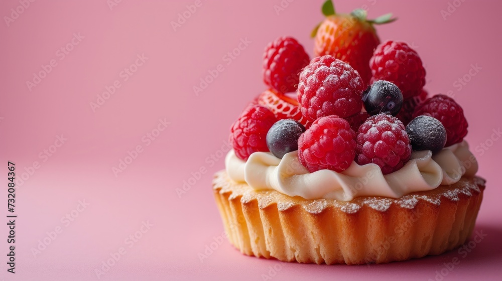 Simple yet enchanting image capturing the fantasy-like appeal of a fruit-topped pastry Simple yet enchanting image capturing the fantasy-like appeal of a fruit-topped pastry