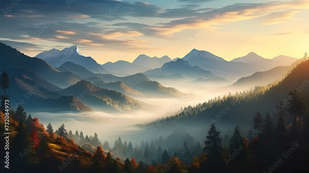 Obraz premium Forest background, vibrant trees