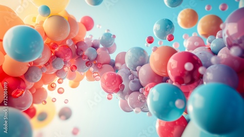 Simple yet captivating backdrop adorned with cascading multicolored balloons