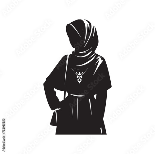 hijab style fashion standing vector illustration design