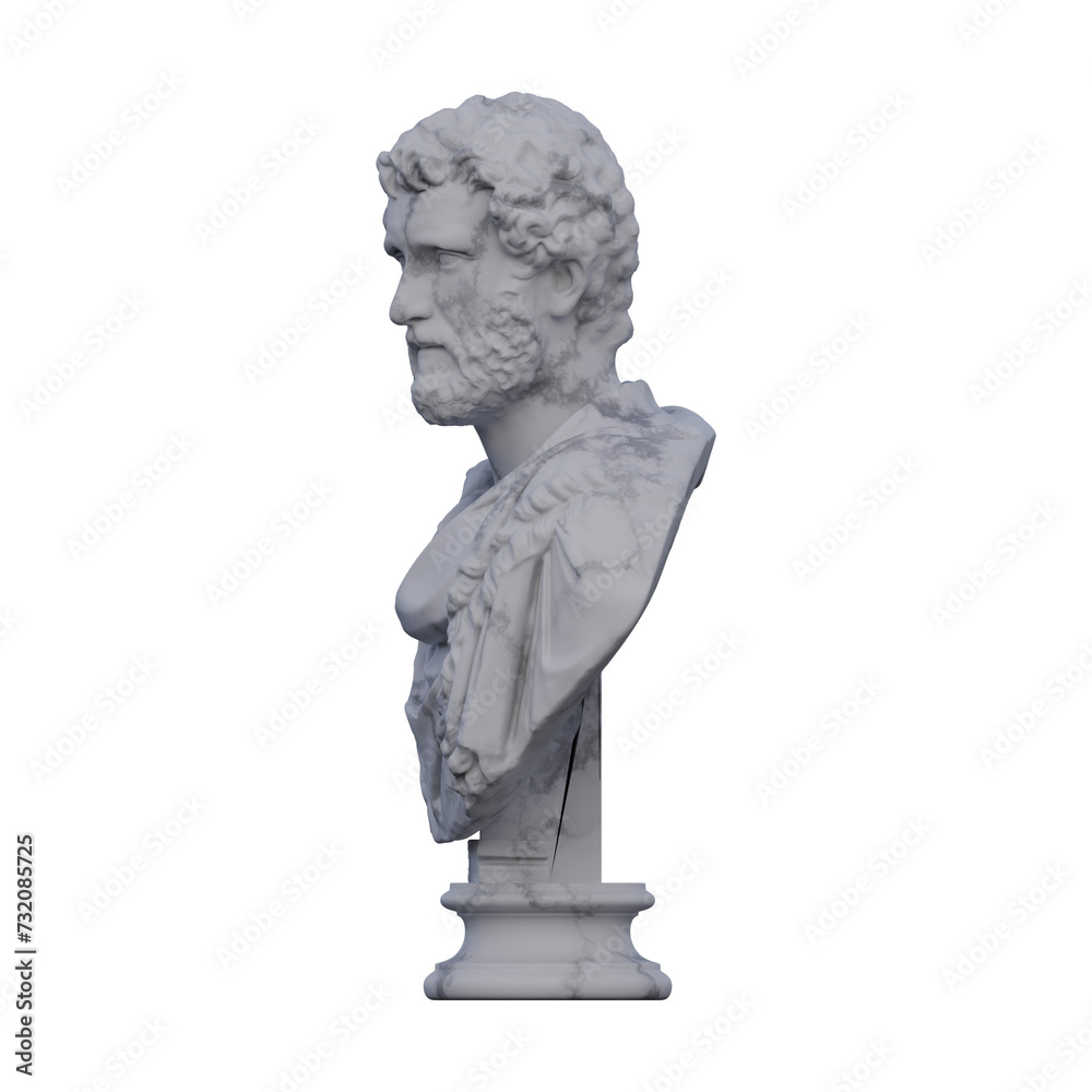 Antoninus Pius  statue, 3d renders, isolated, perfect for your design