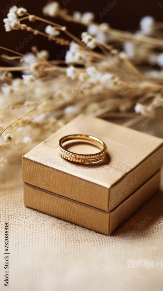 Luxurious wedding rings elegantly displayed on wedding-themed cardboard. Luxurious wedding rings elegantly displayed on wedding-themed cardboard.
