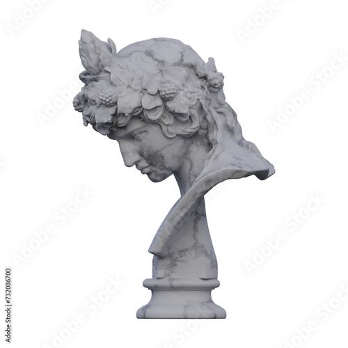 Antinous  statue, 3d renders, isolated, perfect for your design
