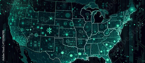 a map of the us at night showing nasa at nightlights Generative AI