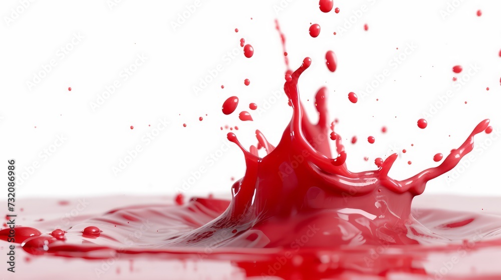 Splashing color red drops splash liquid cream plain white background Splashing color red drops splash liquid cream plain white background
