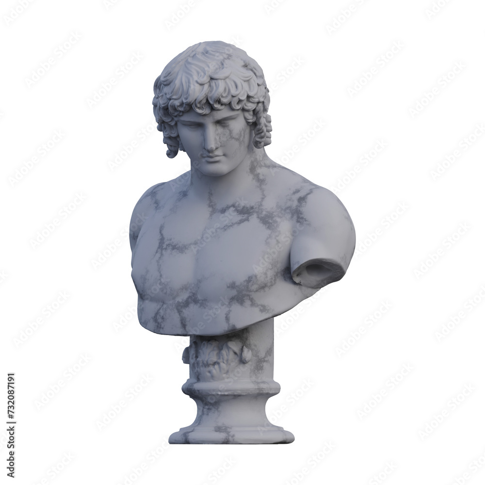 Antinous statue, 3d renders, isolated, perfect for your design Antinous statue, 3d renders, isolated, perfect for your design