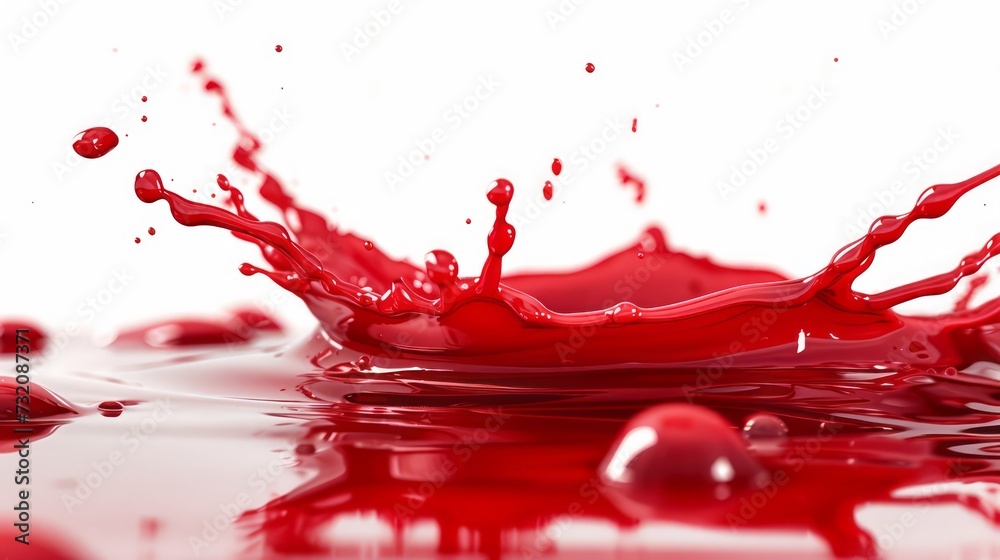 Splashing color red drops splash liquid cream plain white background Splashing color red drops splash liquid cream plain white background