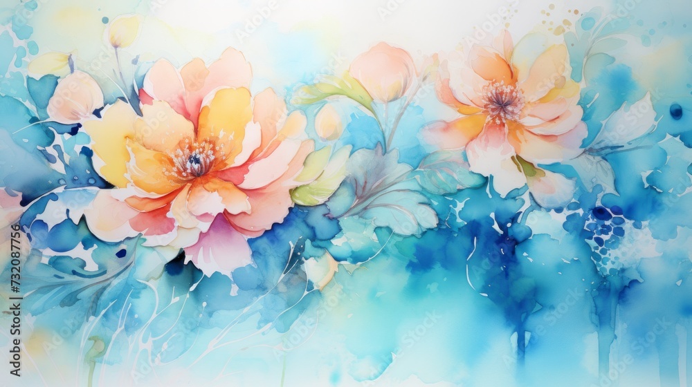 Obraz premium The artist crafts abstract watercolor art, blending water and nature seamlessly, capturing natural beauty.