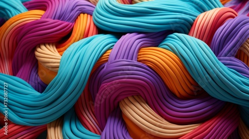 Textile created through interlocking loops, commonly referred to as knit fabric. photo