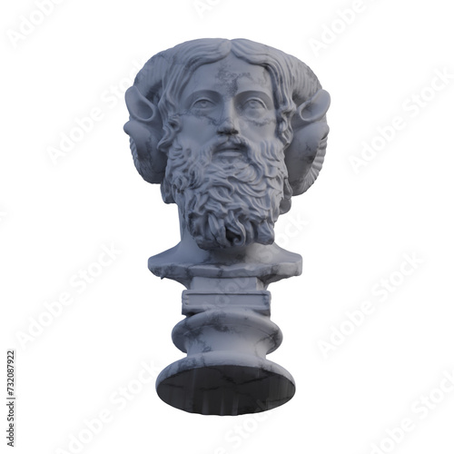 Zeus Ammon statue, 3d renders, isolated, perfect for your design