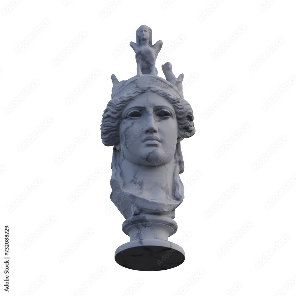 Athena  statue, 3d renders, isolated, perfect for your design