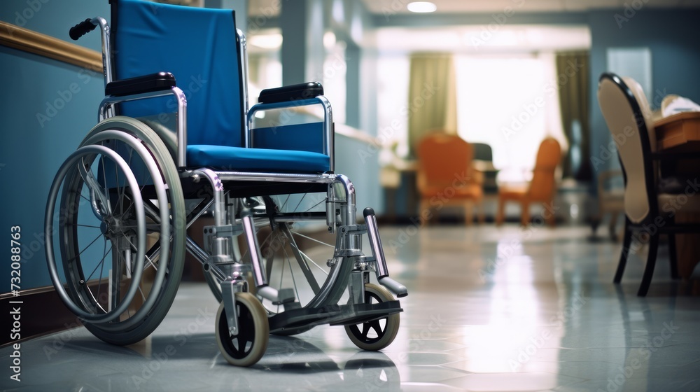 Close-up of a wheelchair in an ambulance waiting room. Close-up of a wheelchair in an ambulance waiting room.