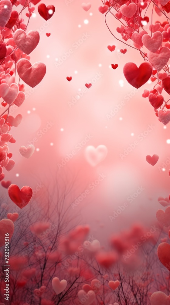 A Valentine's Day backdrop ideal for social media platforms, adorned with romantic cards filled with expressions of love. A Valentine's Day backdrop ideal for social media platforms, adorned with romantic cards filled with expressions of love.