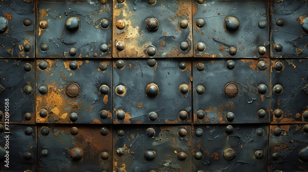 Metal Wall With Numerous Rivets