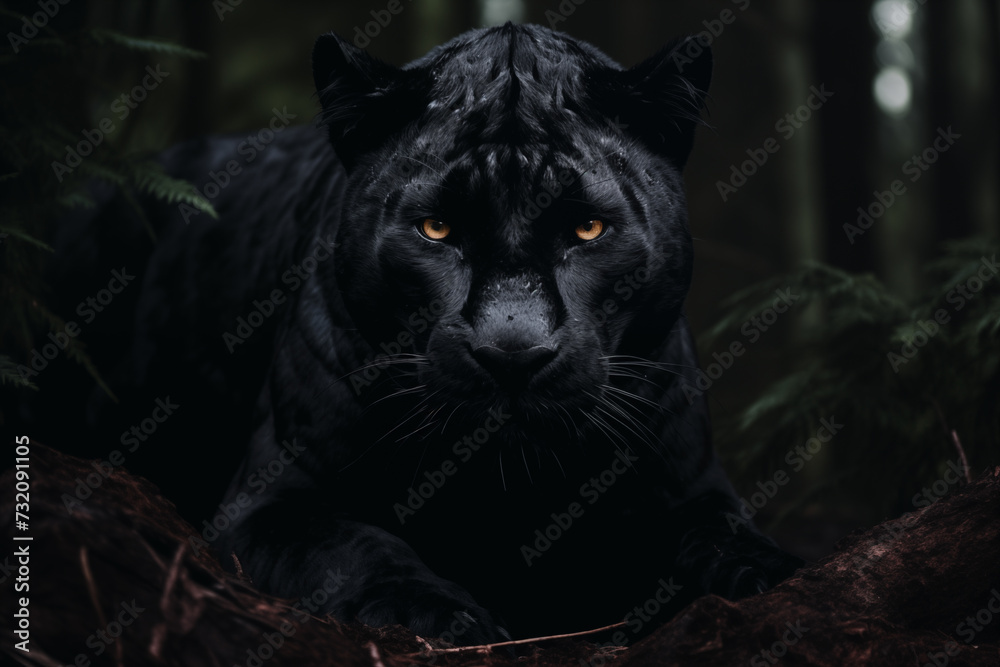 close up of a black panther looking at the viewer