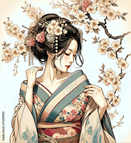 浮世絵（Ukiyoe）／美人画 着物 女性