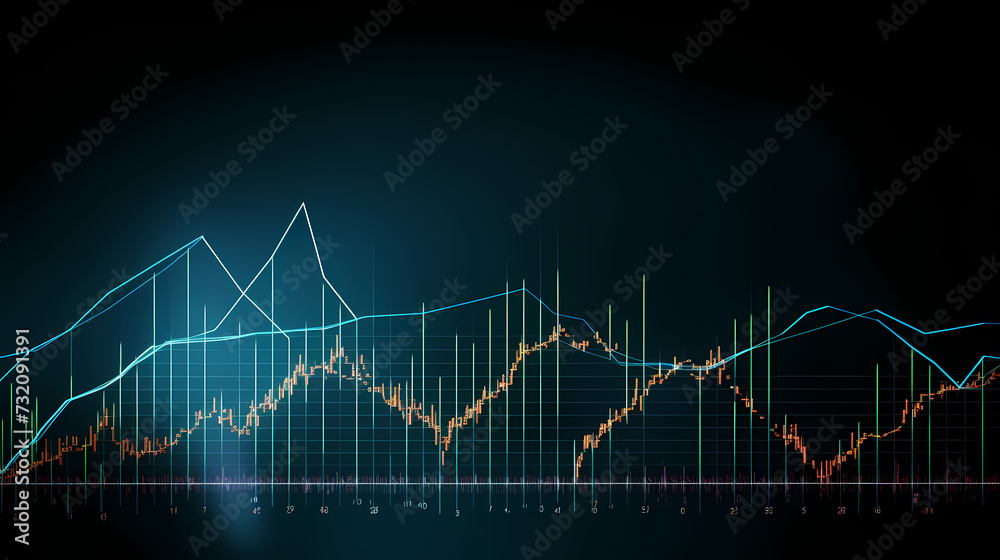 Naklejka premium Stock market chart line concept, business chart on stock market background