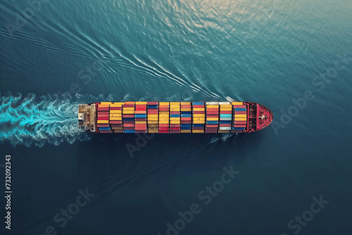 Aerial View of Cargo Container Ship on Ocean