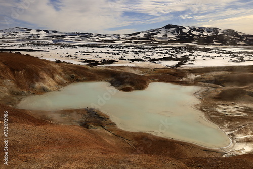 Leirhnjúkur is an active volcano located northeast of Lake Mývatn in the Krafla Volcanic System, Iceland