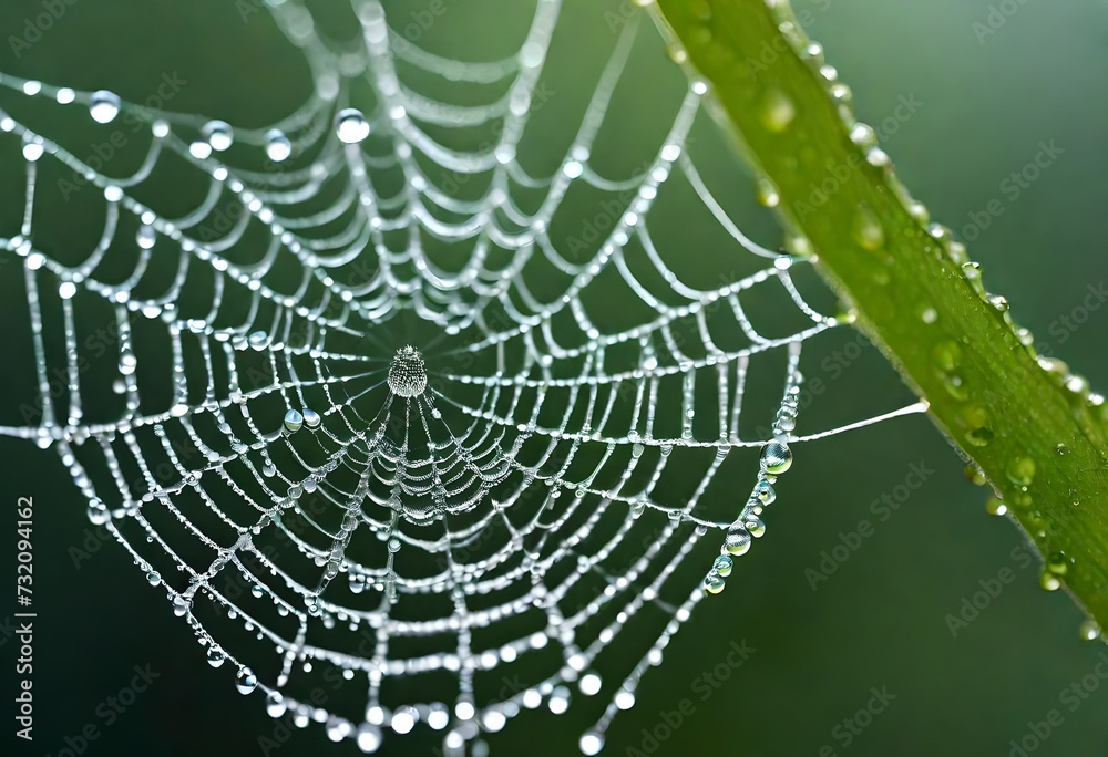 spider web with dew drops