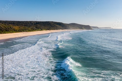 Aerial View - Dudley Beach - NSW Australia. Located south of Newcastle, this is one of the many beautiful beaches in the Hunter Region
