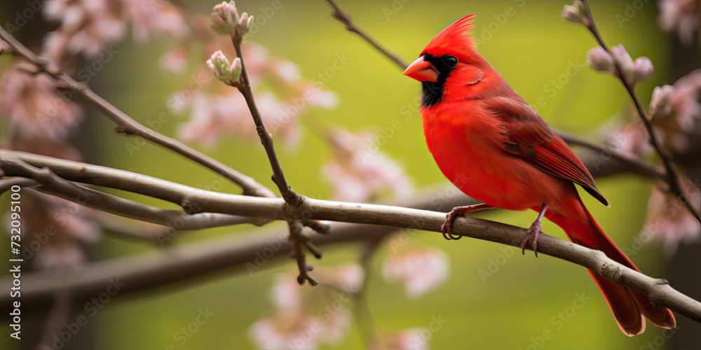 Portrait of a cardinal bird in springtime Portrait of a cardinal bird in springtime