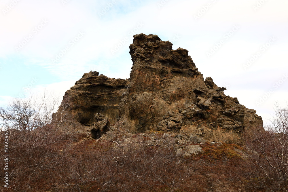 Dimmuborgir is a large area of unusually shaped lava fields east of Mývatn in Iceland Dimmuborgir is a large area of unusually shaped lava fields east of Mývatn in Iceland