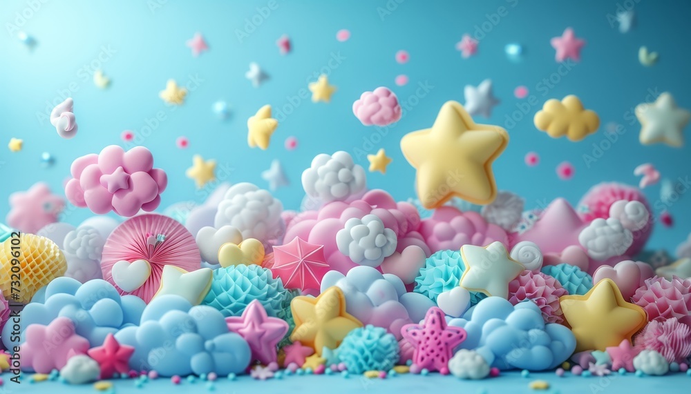 Realistic 3d rendering of social media marketing concept with space for text on solid background Realistic 3d rendering of social media marketing concept with space for text on solid background