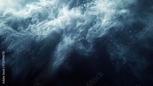 A large splash of white liquid on a black background in a dynamic and powerful moment