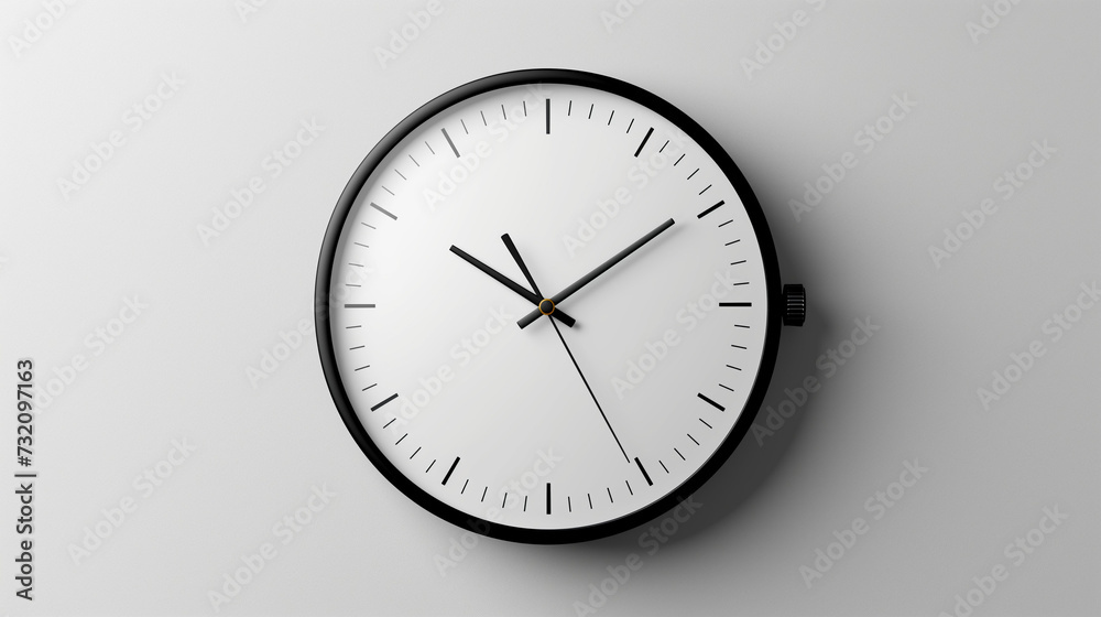 A Black and White Clock on a White Wall A Black and White Clock on a White Wall