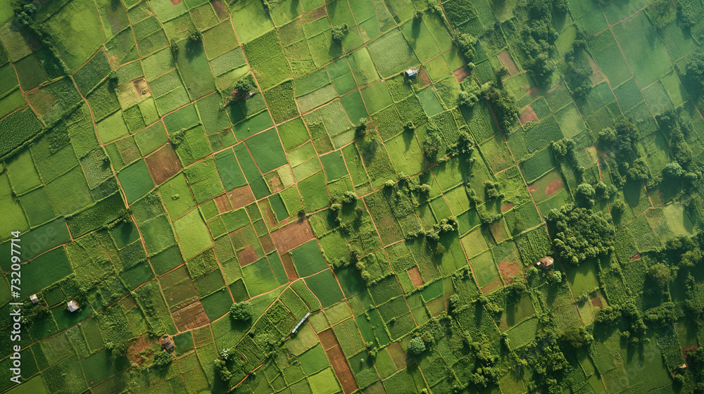 Fototapeta premium Aerial View of a Lush Green Field