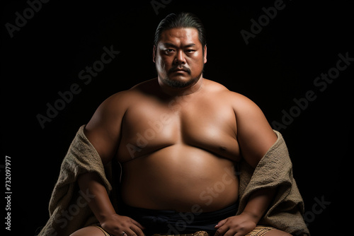 big and powerful sumo wrestler fighter on black background © Маргарита Вайс