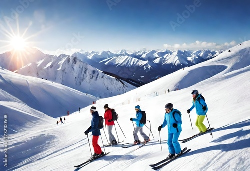 skiers on ski resort
