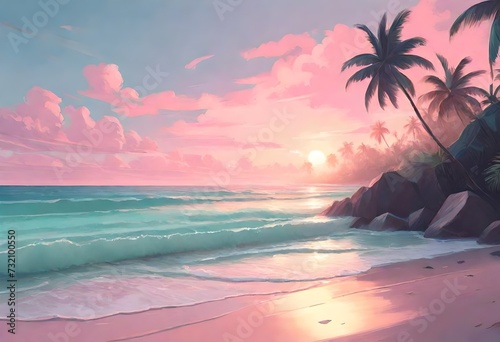 Sunrise over a serene beach