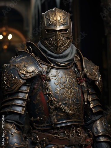 A knight clad in gleaming armor, a symbol of chivalry and valor, standing resolute and ready for noble quests