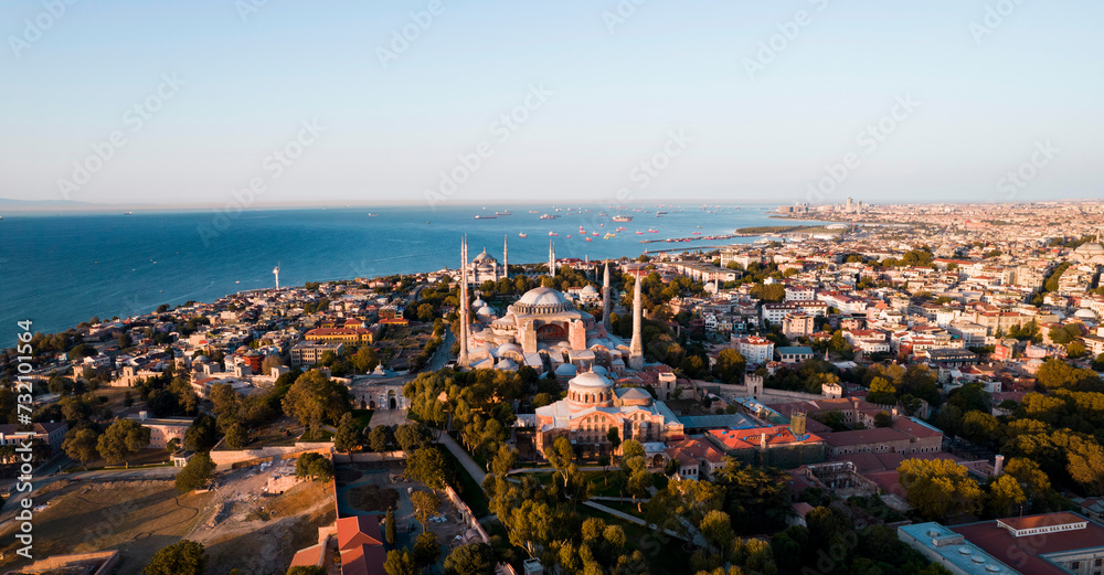 Fototapeta premium Hagia Sophia Holy Great Mosque Aerial View