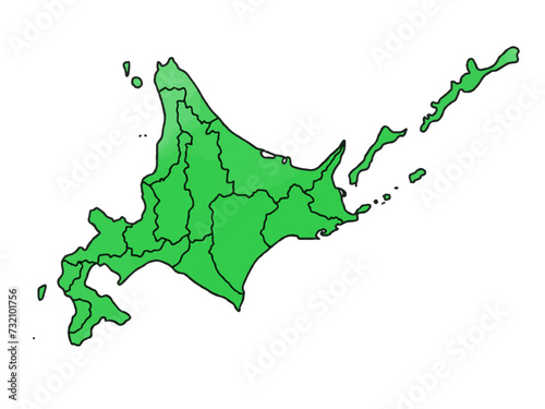 少しゆるい北海道地図 支庁分け