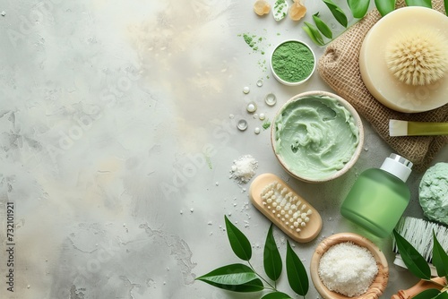 Skincare cooling mask cream, antiaging wellness treatment foam core. Body care green tea. Treatment benzoyl peroxide powder jar mockup. sea buckthorn extract package soap foam pot