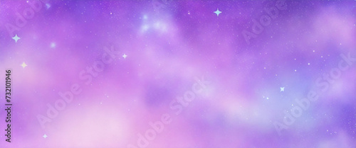 Stampa su tela 紫色のユニコーンの背景。キラキラ星とボケ味を持つパステル水彩の空。ホログラフィック テクスチャを持つファンタジー銀河。魔法の大理石の空間。