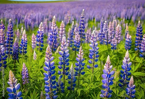 A field of wild lupines in full bloom.