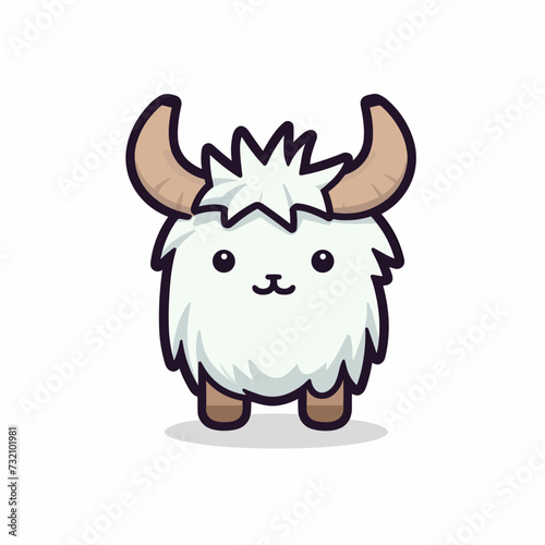 Vector illustration of a small cartoon Yak against a white background