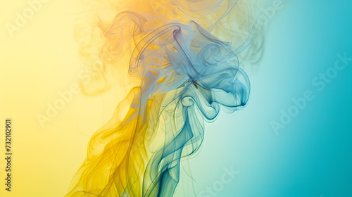 Blue-yellow smoke as an abstract background