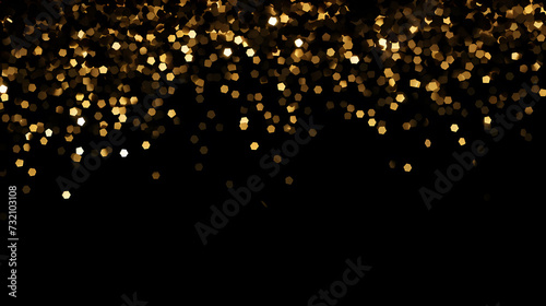 Luxurious and futuristic golden empty stage, golden particles background in stage shape