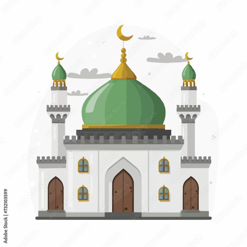  Mosque on a white Background