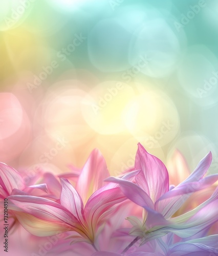 buds of rainbow flowers on a background with a side. place for the text