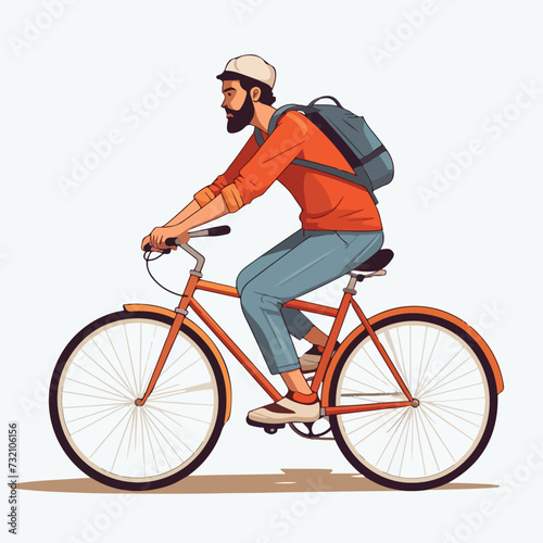 Fototapeta Naklejka Na Ścianę i Meble -  A man on a bicycle. Vector illustration.
